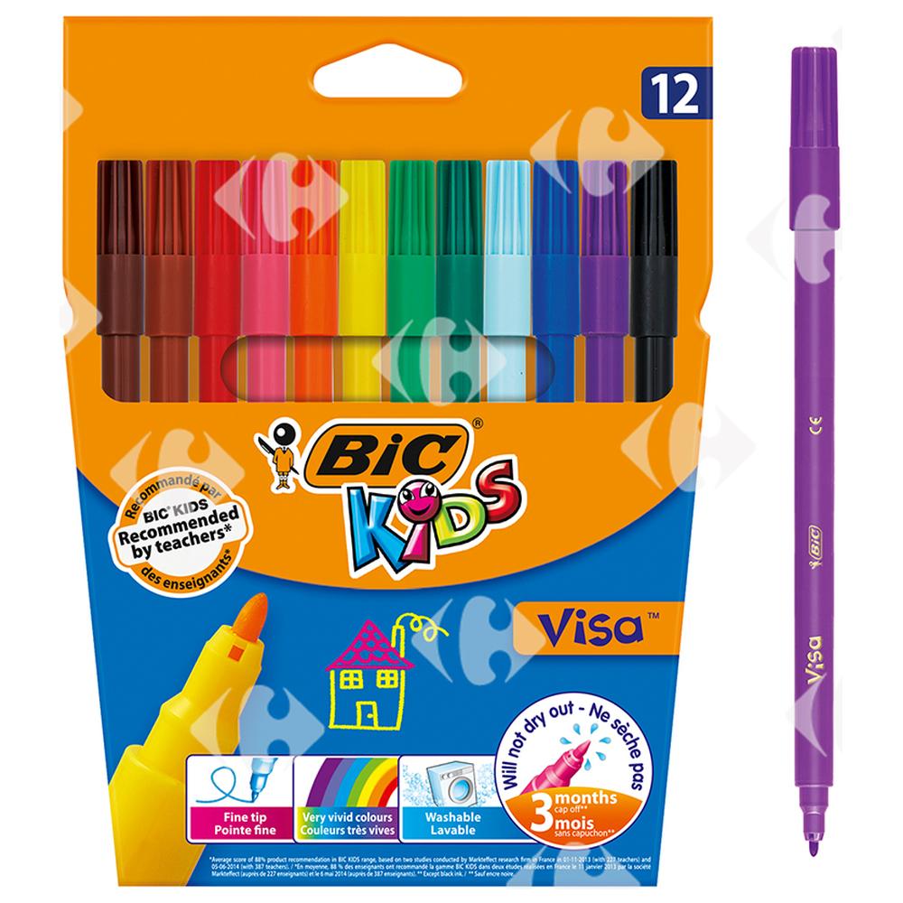 [57591] Feutre De Coloriage Visa Bic Couleurs Assorties BIC 12 unités
