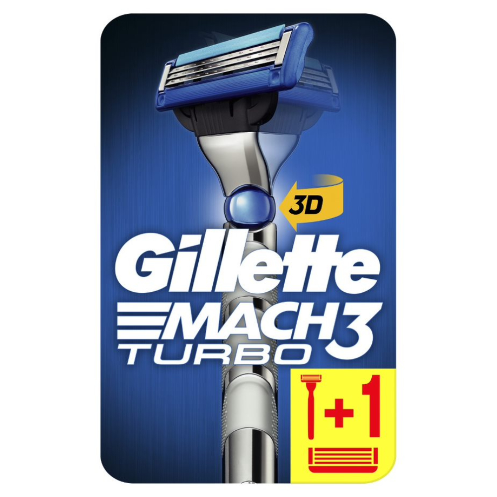 Rasoir Système Mach 3 Turbo 2 Lames Gillette.