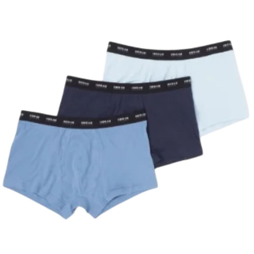 [691590] Lot 3 Boxers Homme Bicolores Bleu