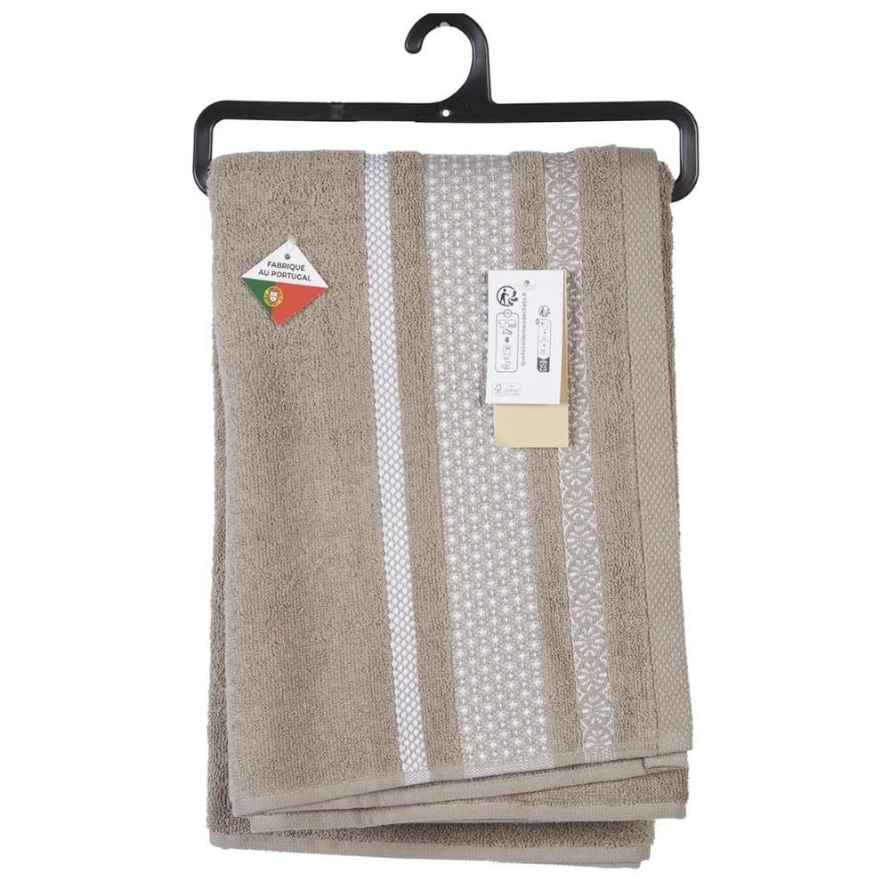 [726077] Drap Douche Taupe Uni Coton Tex Home 70x140 cm