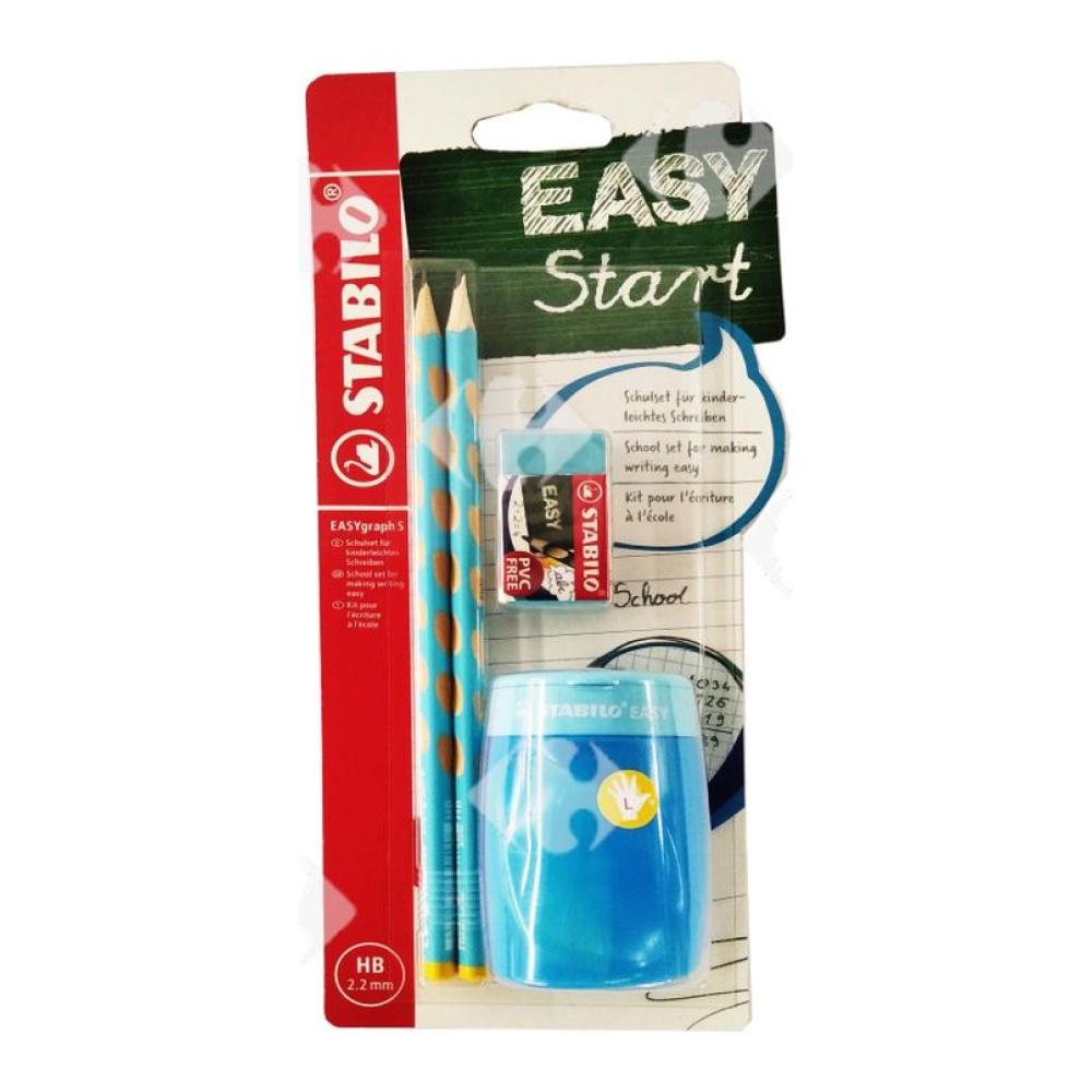 [685791] Set de 2 Crayons à Papier Graphite HB + Taille-Crayon + Gomme Stabilo