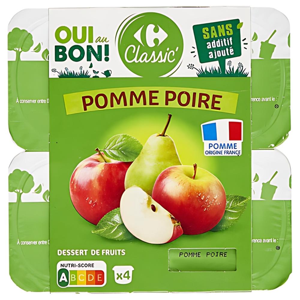 [704902] Compote Pomme et Poire Carrefour Classique 100g 4 unités