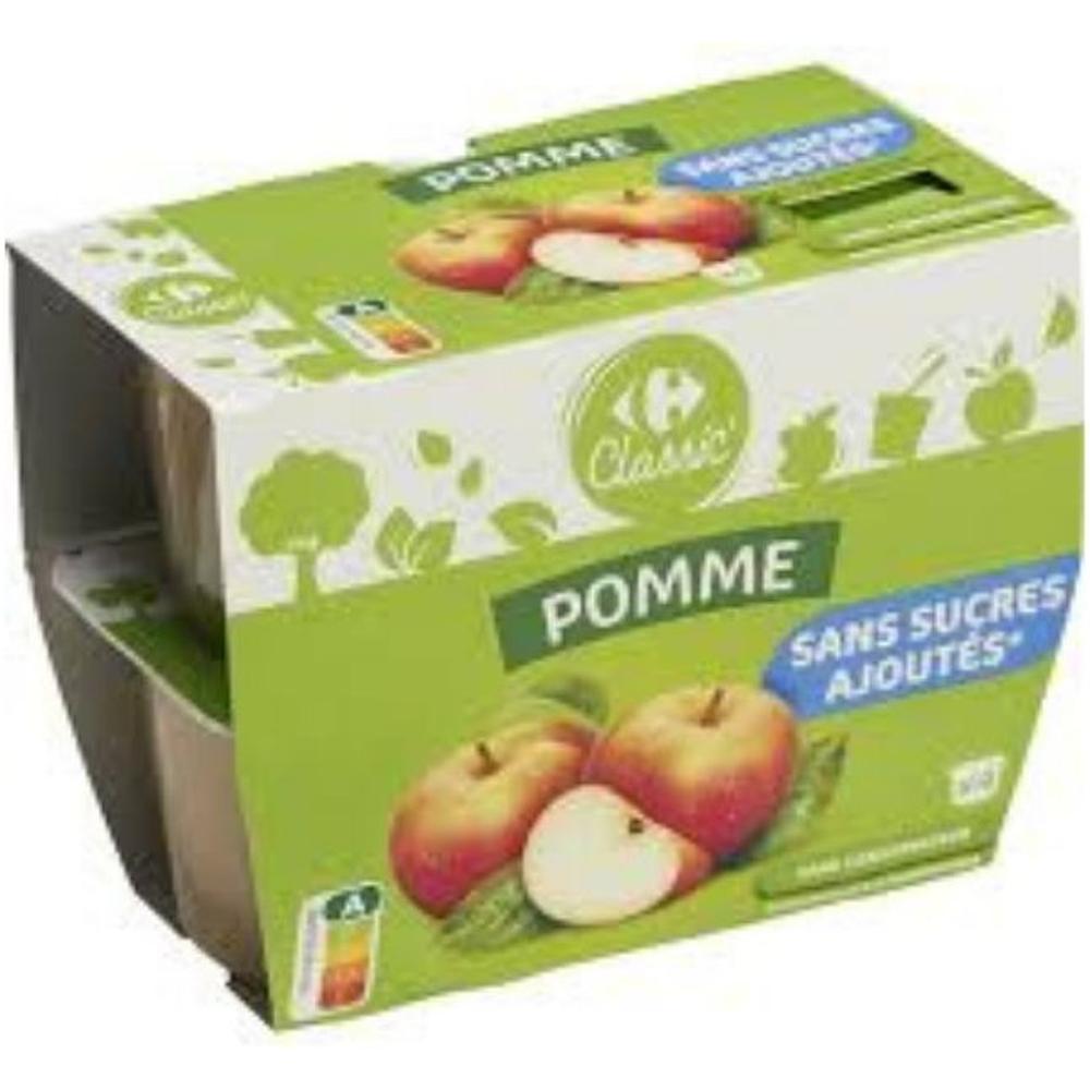 [704843] Compote Pomme sans Sucres Ajoutés Carrefour Classic 4x100g