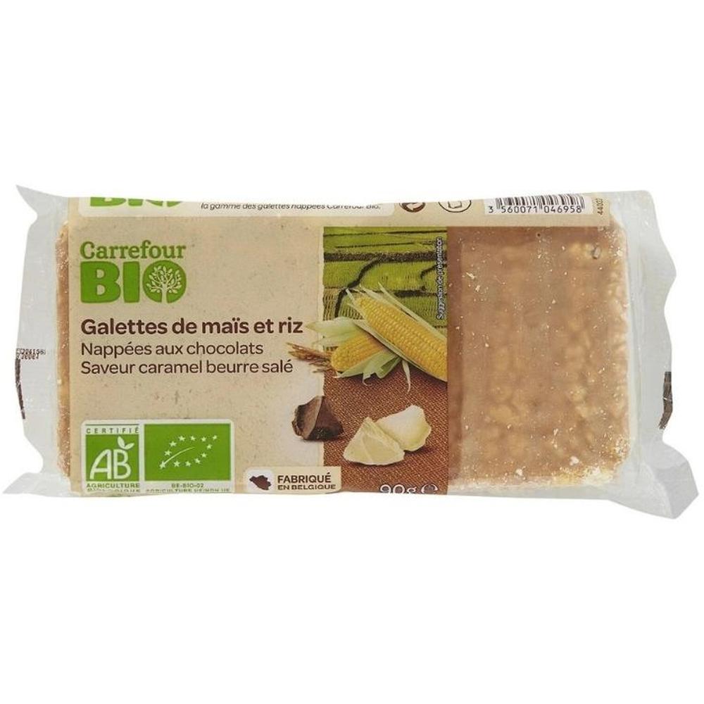 [638003] Galettes Maïs Riz Nappées Chocolat Caramel Carrefour Bio 90g