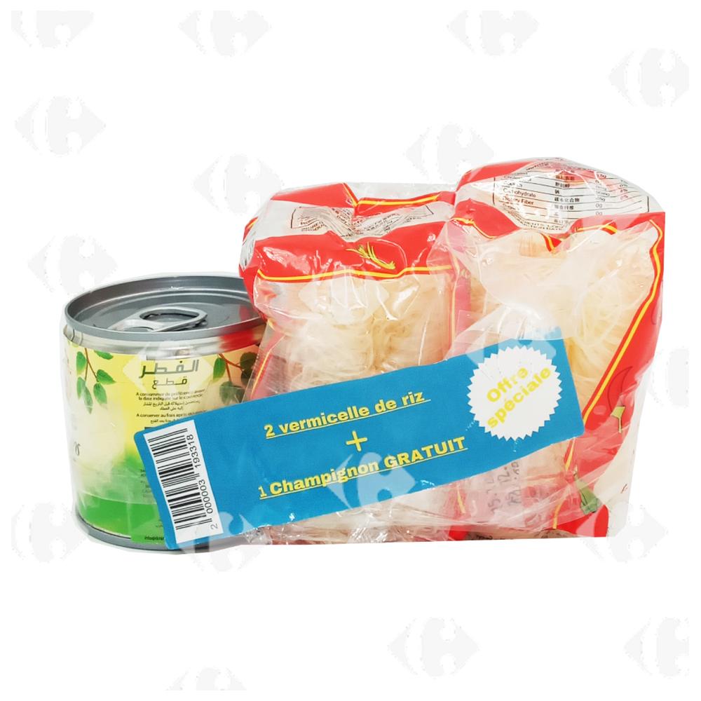 [697372] Lot de Vermicelle de Riz Five Star 100g et Champignons Five Star 150g.