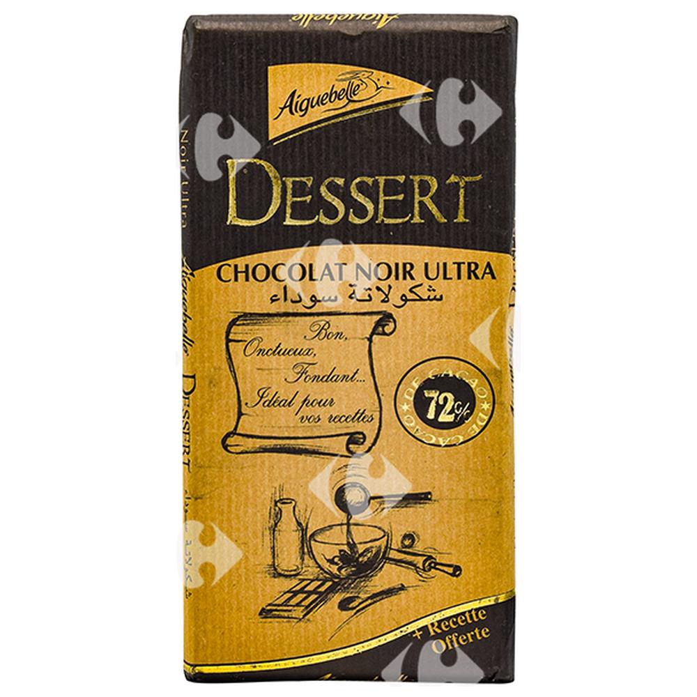 [188122] Tablette Chocolat Pâtissier Dessert Noir 72% Cacao Aiguebelle 175g.
