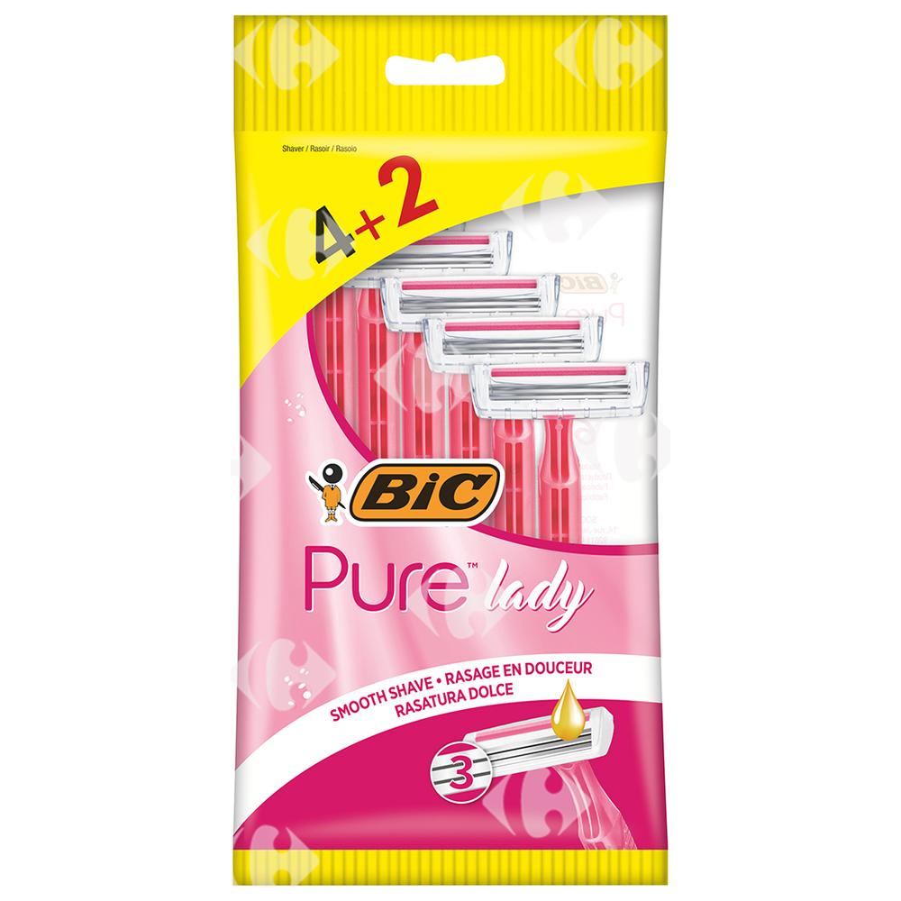 Rasoirs Jetables Femme Pure 3 Lady Pink Bic 4+2 unités.