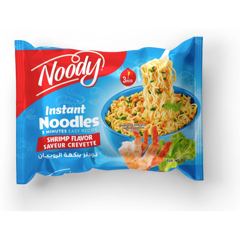 Lot nouilles saveur crevettes Noody 5x70g.
