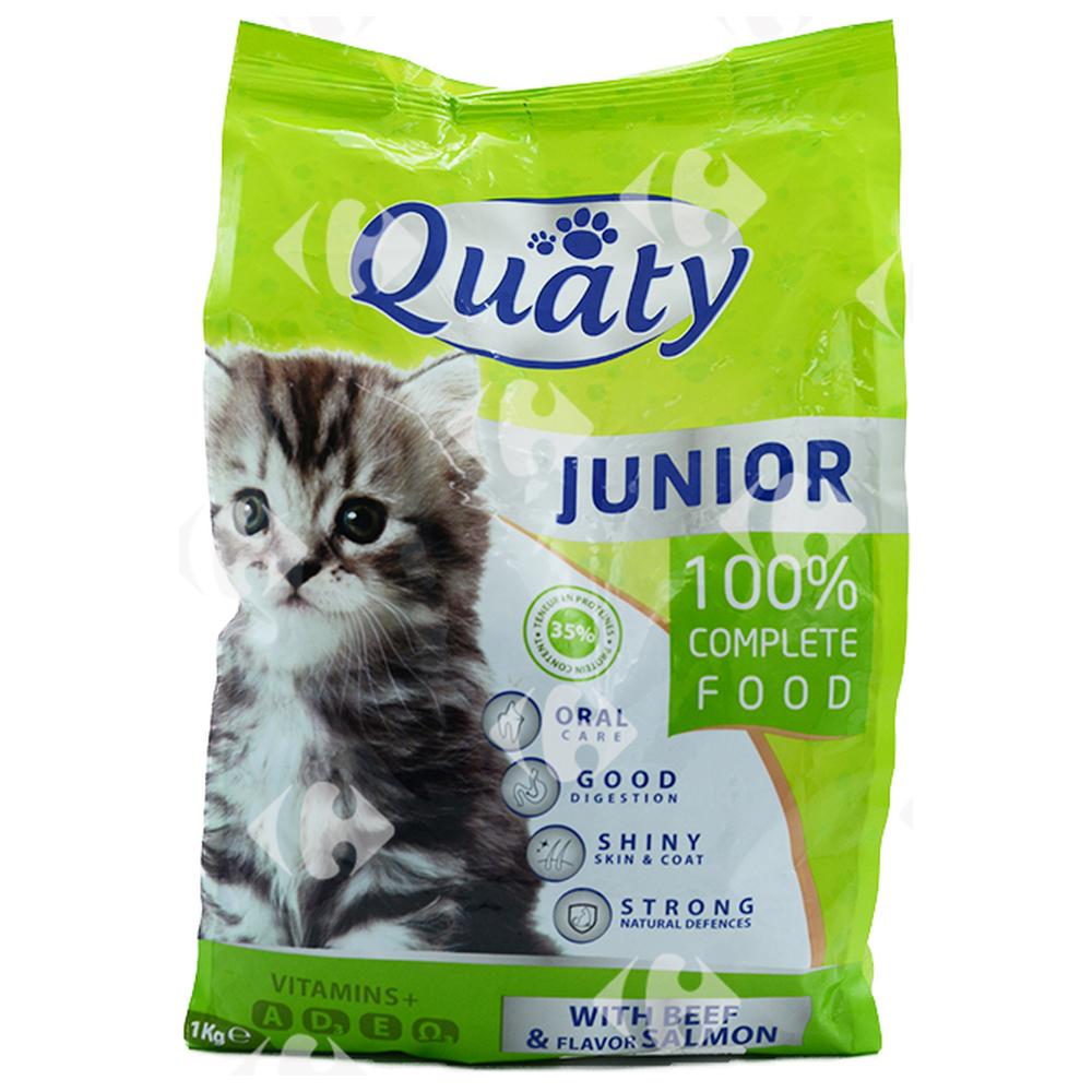 [657635] Croquettes au Bœuf et au Saumon pour Chats Juniors Quaty 1kg
