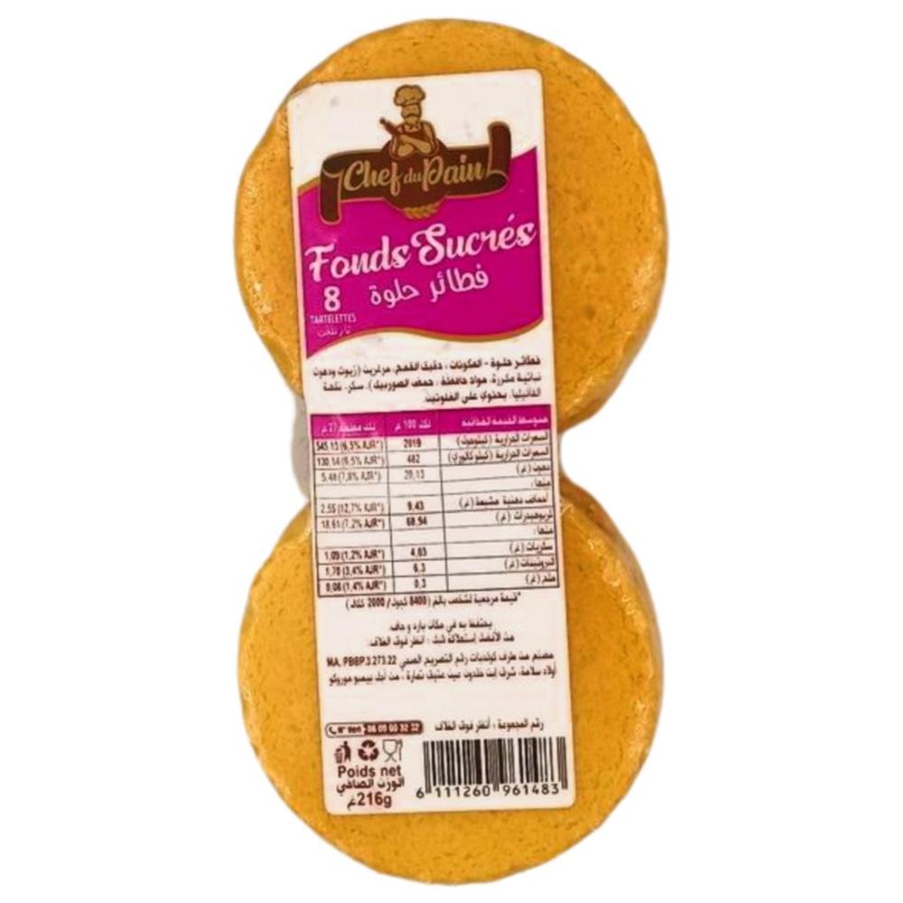 [687686] Fond de Tarte Sucré Chef du Pain 216g 8 unités.