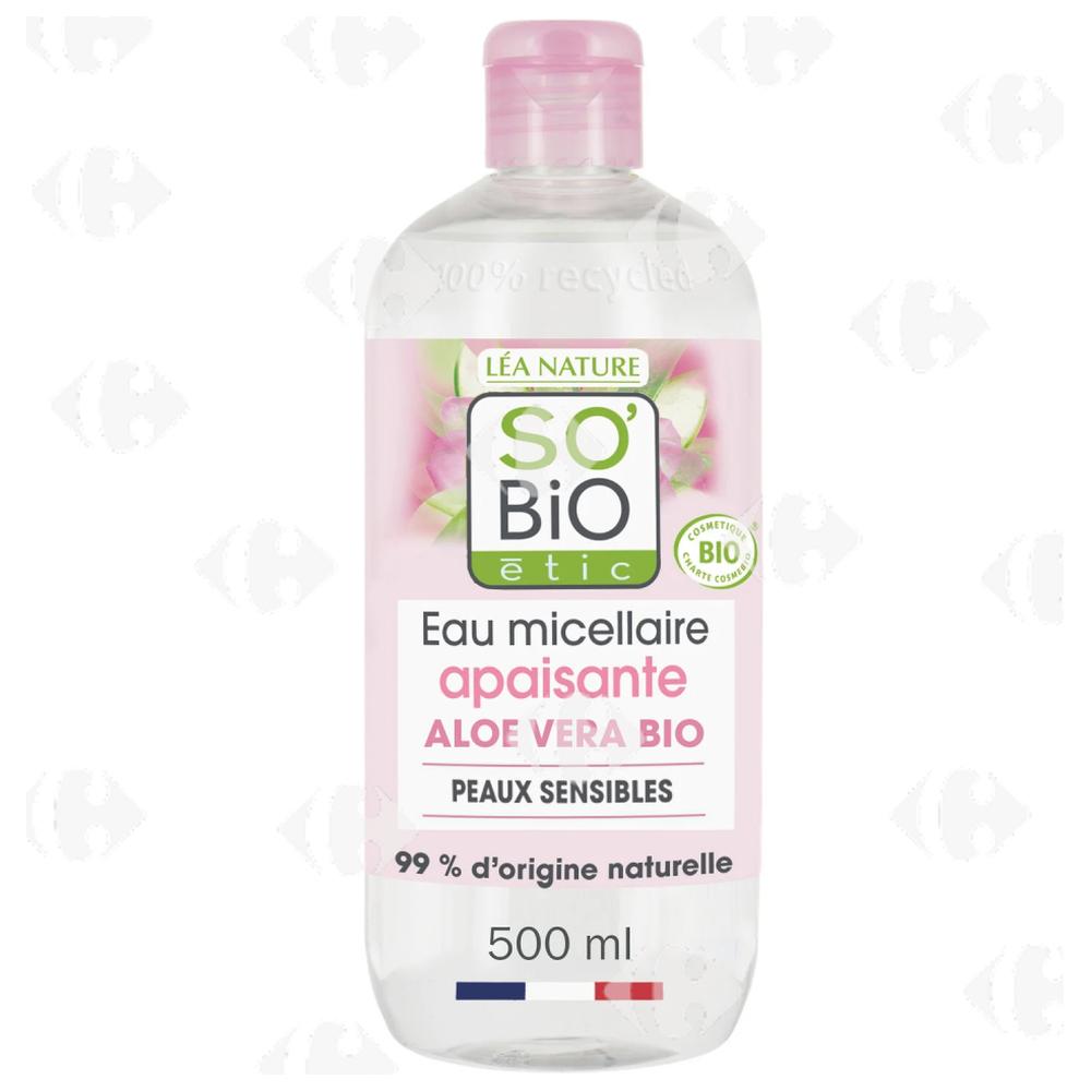 [682874] Eau Micellaire Apaisante au Jus d'Aloe Vera et à la Rose Bio So'Bio 500ml
