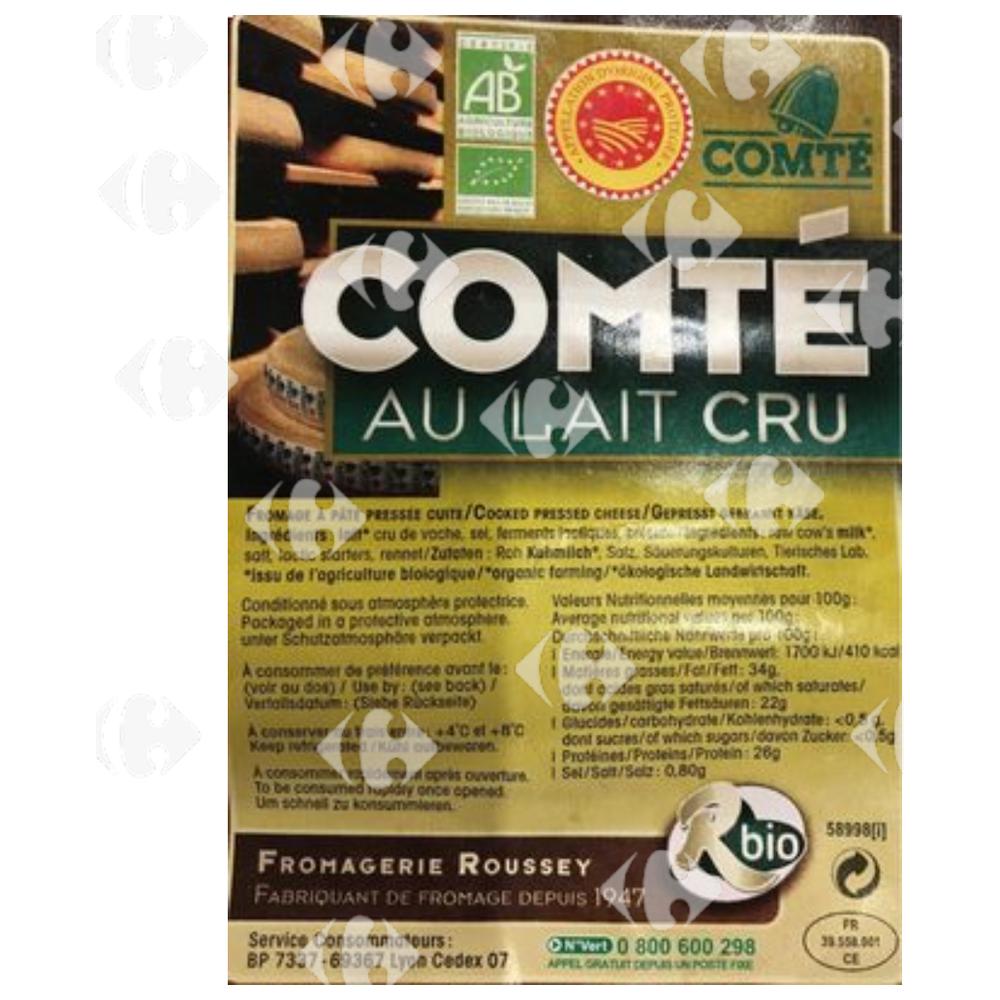 [661230] Comté au Lait Cru Fromage à Pâte Pressé Cuite Rbio Fromagerie Roussey 200g