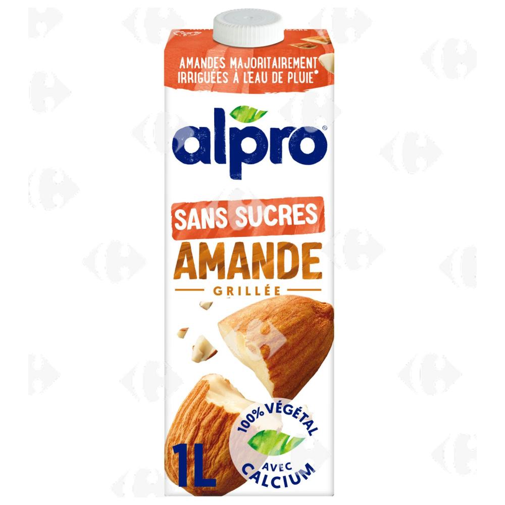 Boisson Végétale au Lait d'Amande Grillée Sans Sucres Alpro 1L.
