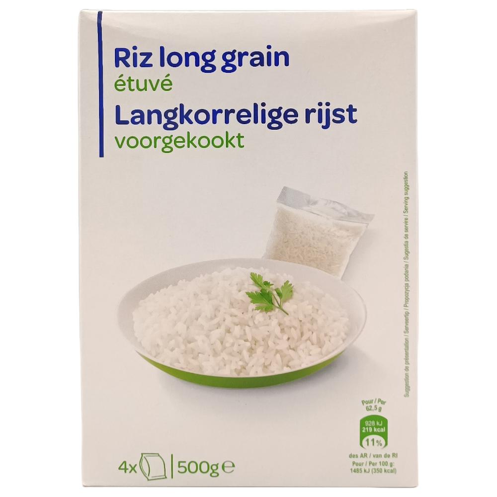Riz Long Étuvé Carrefour Blanc 4x125g.