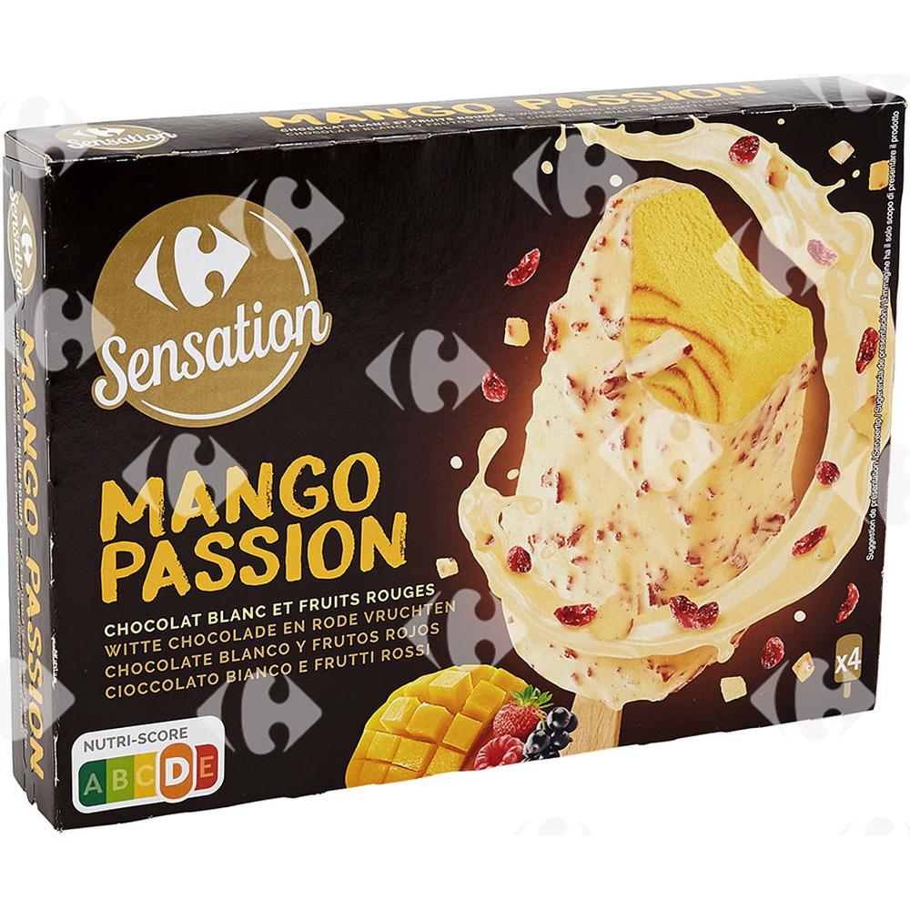 Bâtonnet Glaces Mangue Passion Carrefour 4 bâtonnets 204g
