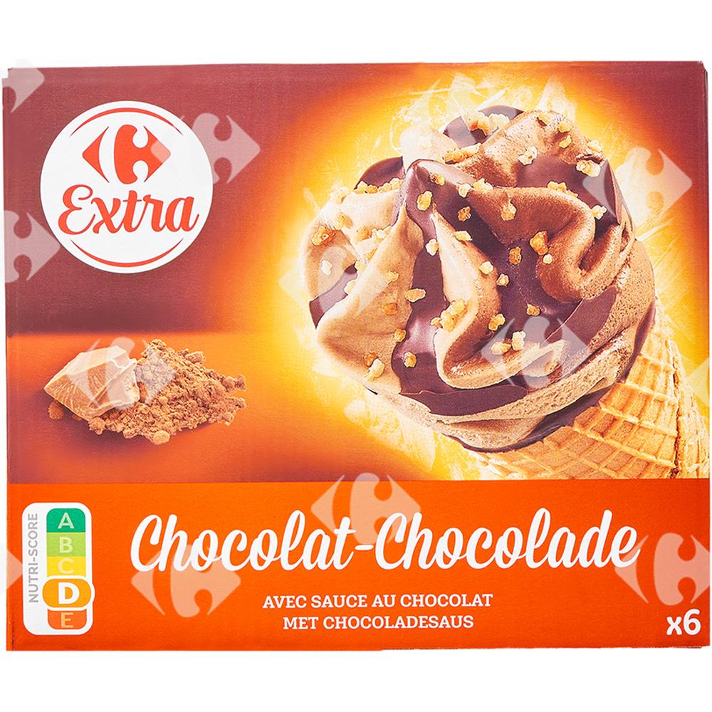 [644702] Cornets Glace Chocolat Carrefour 6x120ml