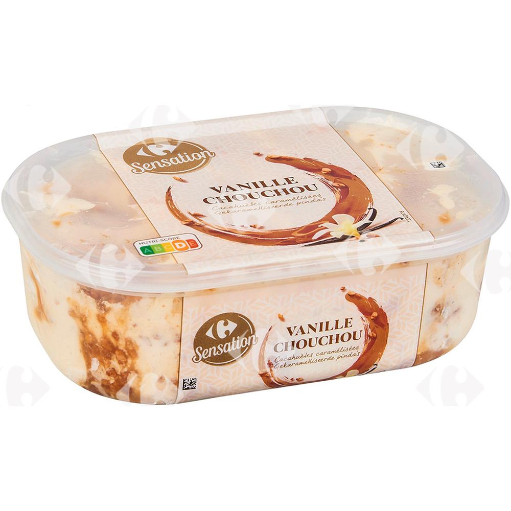 [663243] Crème Glacée Vanille Chouchou en Bac Carrefour 1L.