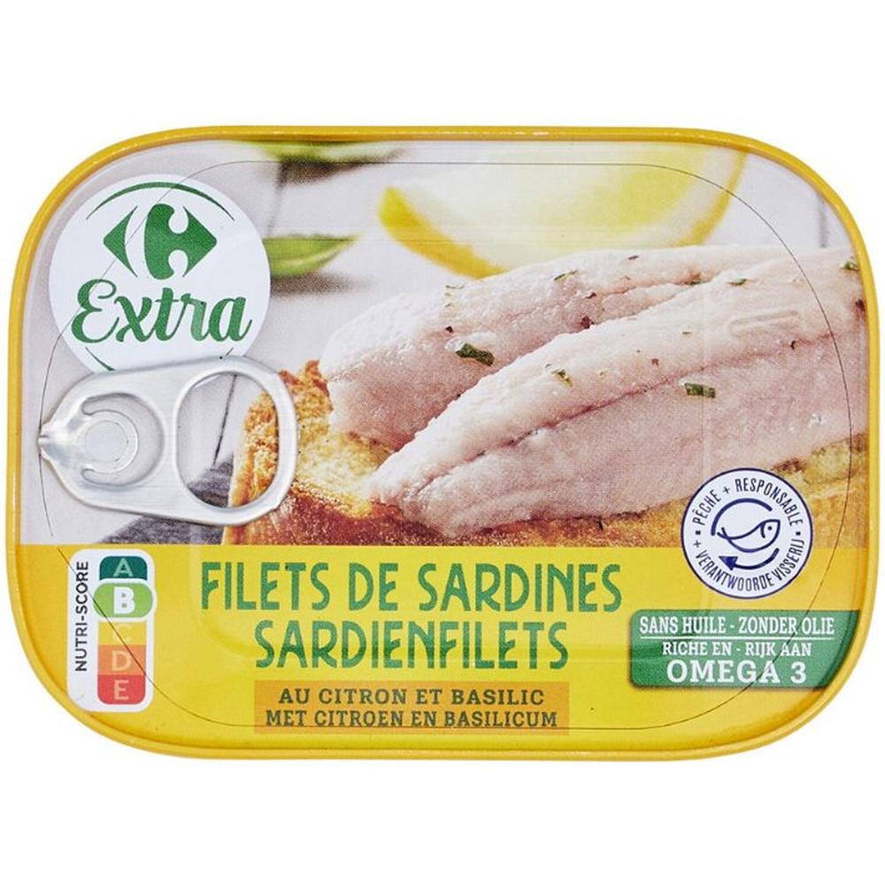 [644064] Filets de Sardines Citron et Basilic Carrefour 70g.