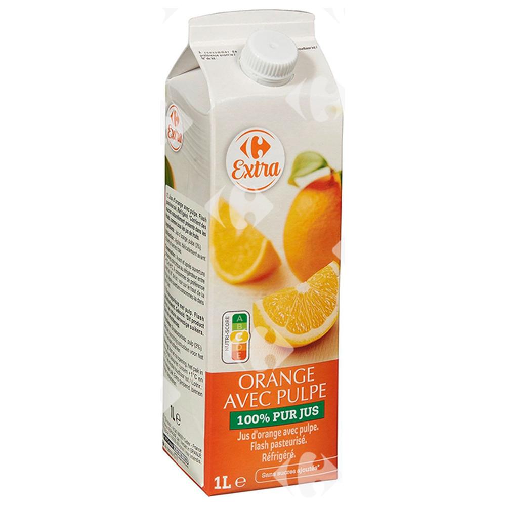 [644264] Pur Jus d'Orange avec Pulpe Carrefour 1L.