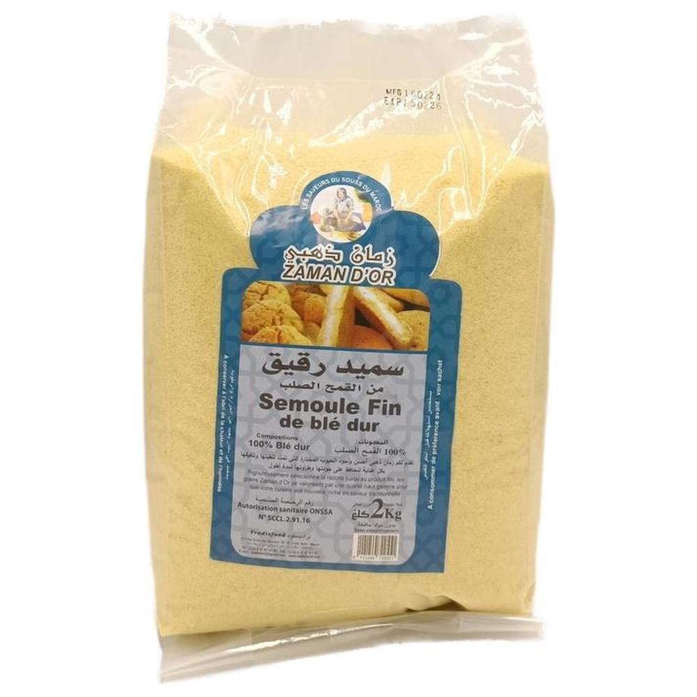 Semoule Fine de Blé Dur Zaman d'Or 2kg.