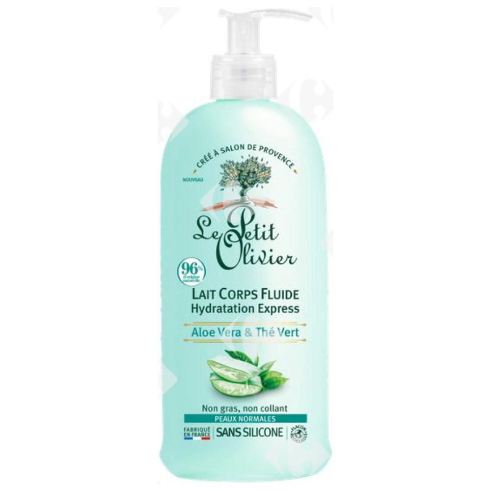 [668519] Lait Corps Fluide Aloe Vera & Thé Vert Hydratation Express Peaux Normales Le Petit Olivier 250ml.