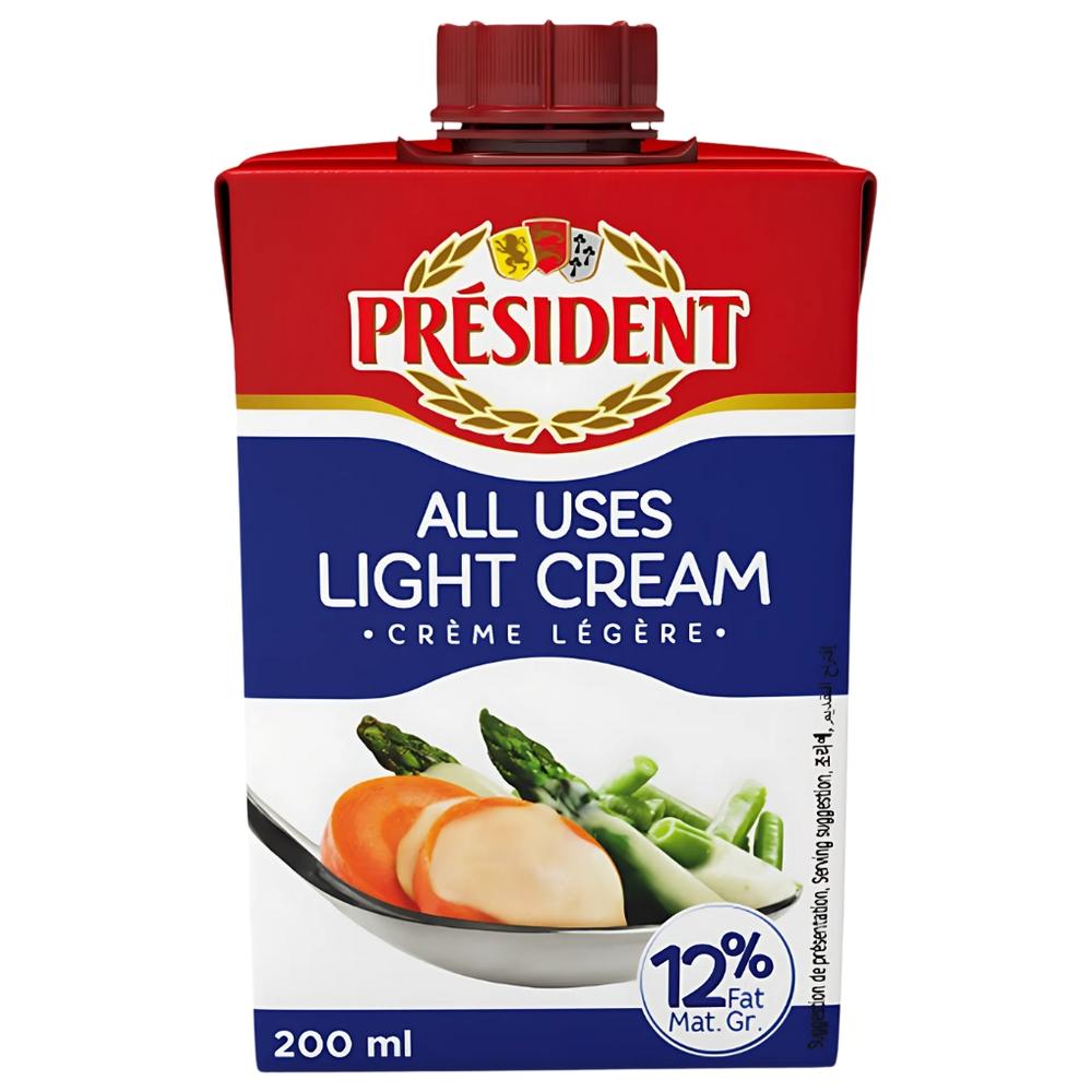 [69006] Crème Fraiche UHT President Light 12% de matières grasses 200ml.