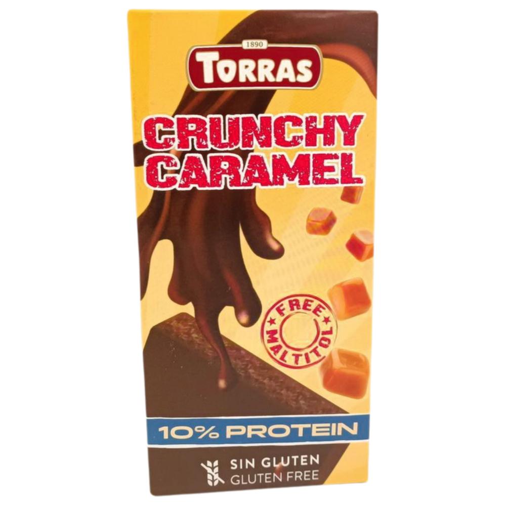 Chocolat Noir Crunchy Caramel 10% Protéine Torras 100g.