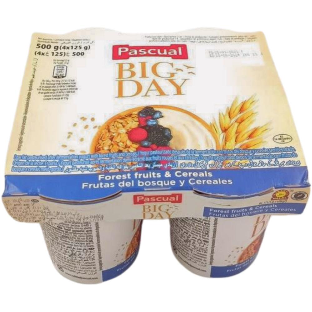 Pack Yaourt Big Day Fruits Rouges et Céréales Pascual 125g 4 unités.
