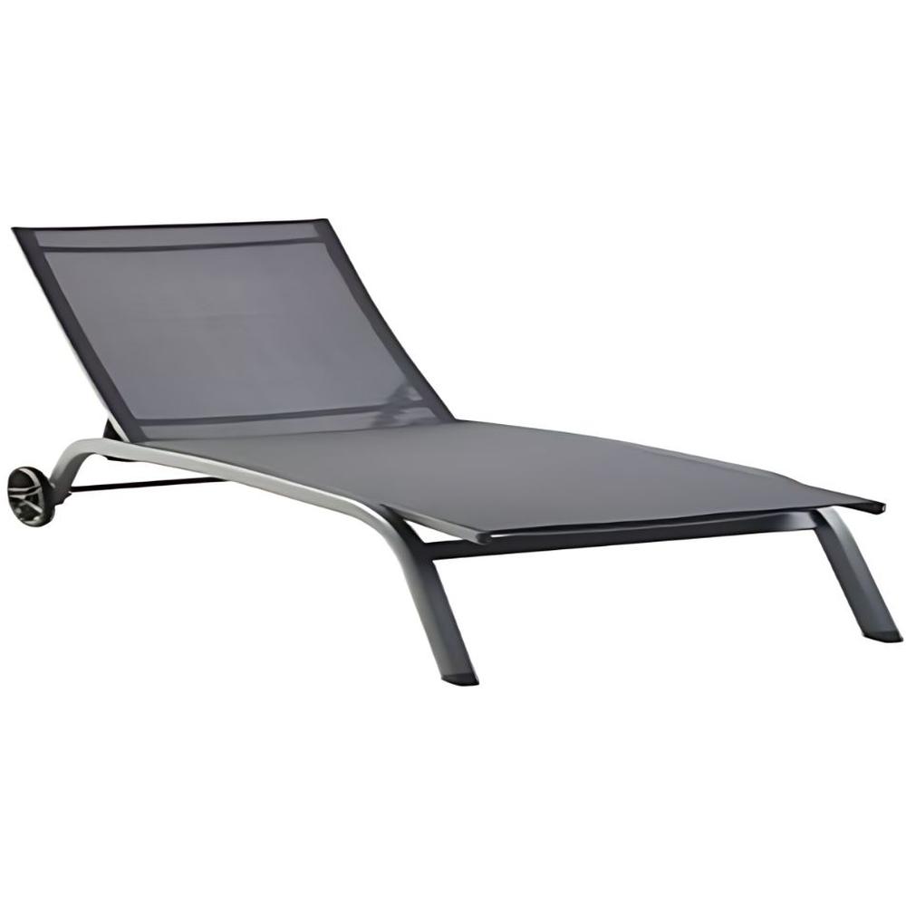 [675608] Bain de Soleil Transat Tulipe Gris Structure en Eucalyptus 195x61x37/89cm