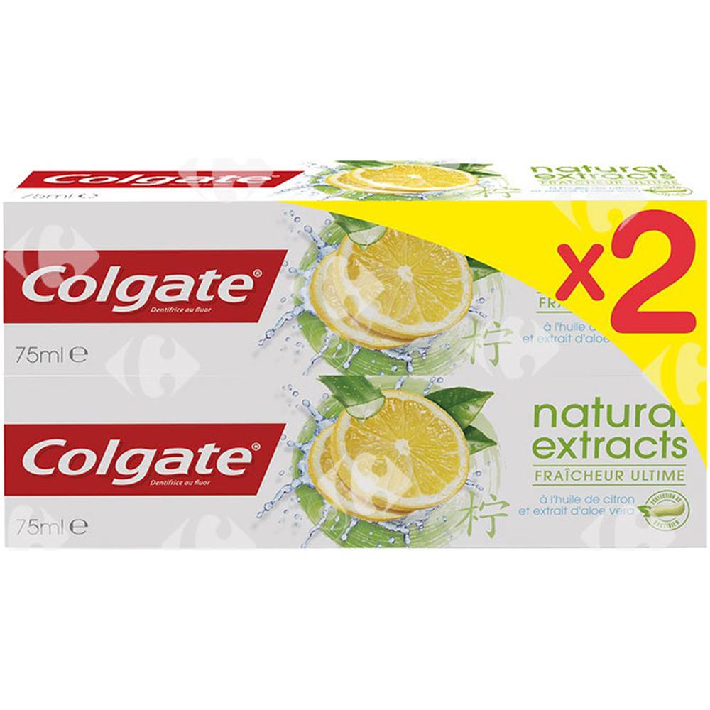 Lot de 2 Dentifrices Natural Extracts Aloe Vera Colgate 75ml.