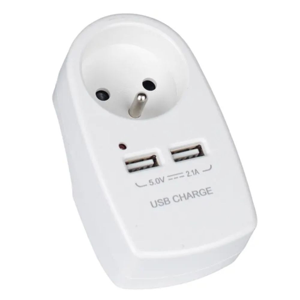 [716037] Adaptateur Avec 2 Ports Usb 2.1A