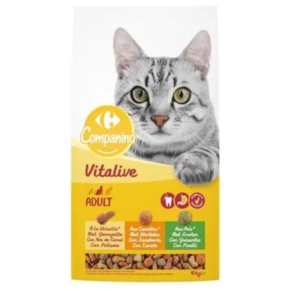[570593] Croquettes pour Chat Adulte à La Volaille aux Carottes et aux Pois Carrefour 4kg