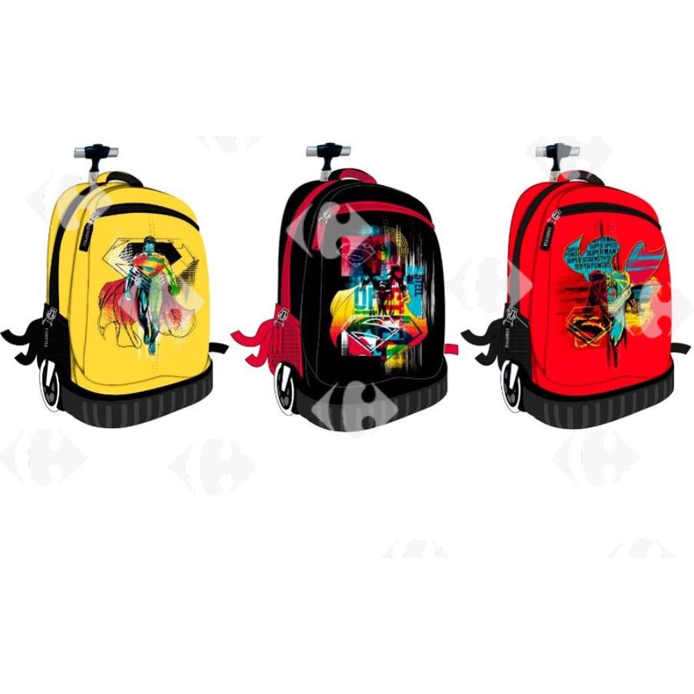 [702337] Trolley 18" avec roues et base rigide 6 motifs 3 poches (couleur aléatoire)