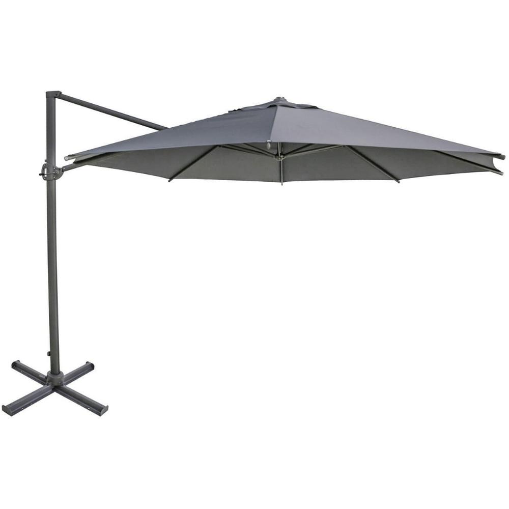 Parasol Déporté à Manivelle Gris Déperlant avec Housse de Protection Ronda 4 mètres