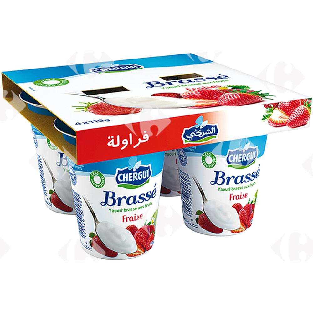 [550941] Pack Yaourt à La Cuillère Brassé Fraise Chergui 110g 4 unités