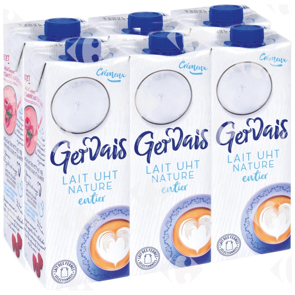 Pack Lait UHT Entier Gervais 1L 6 unités