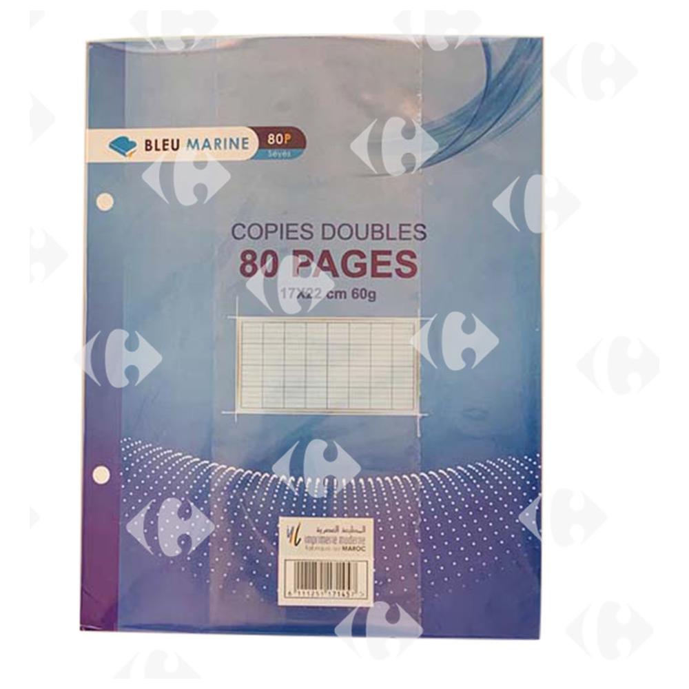 Feuilles Doubles Jaune Bleu Marine 80 pages