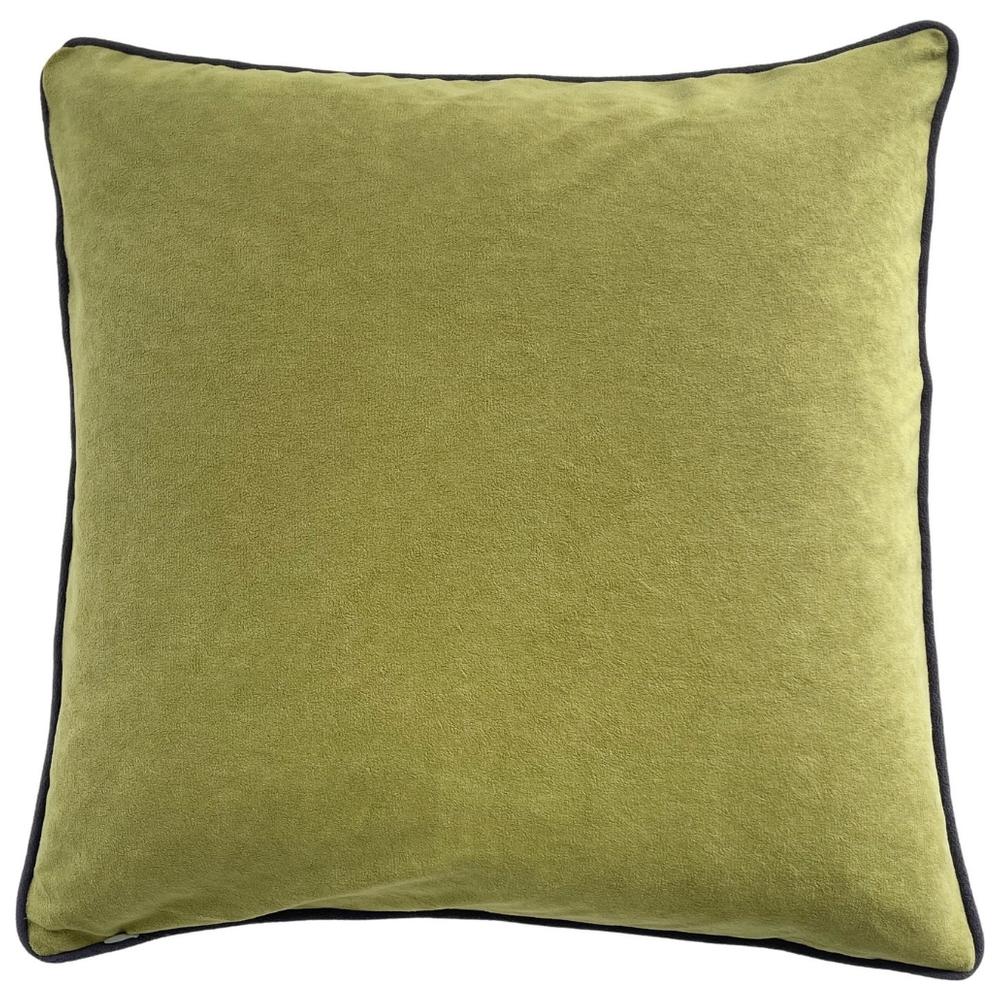 Coussin Carré Vert Bordure Velours Kasa 45x45 cm