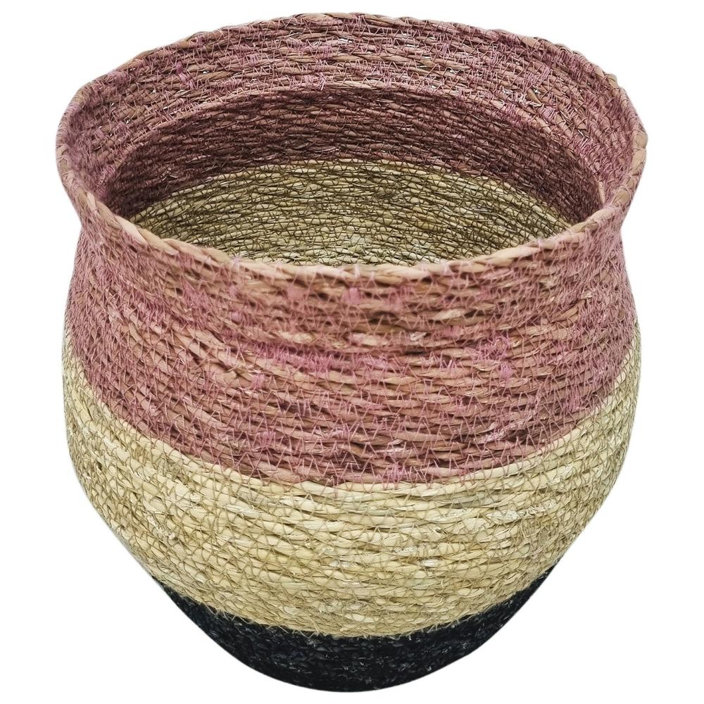 Panier à Rayures Rose/Jaune/Bleue Petite Jute Kasa
