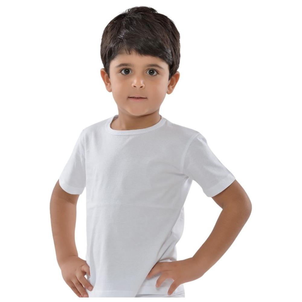 [674094] T-shirt Garçon à Manches Courtes Col Rond Blanc - 10 Ans