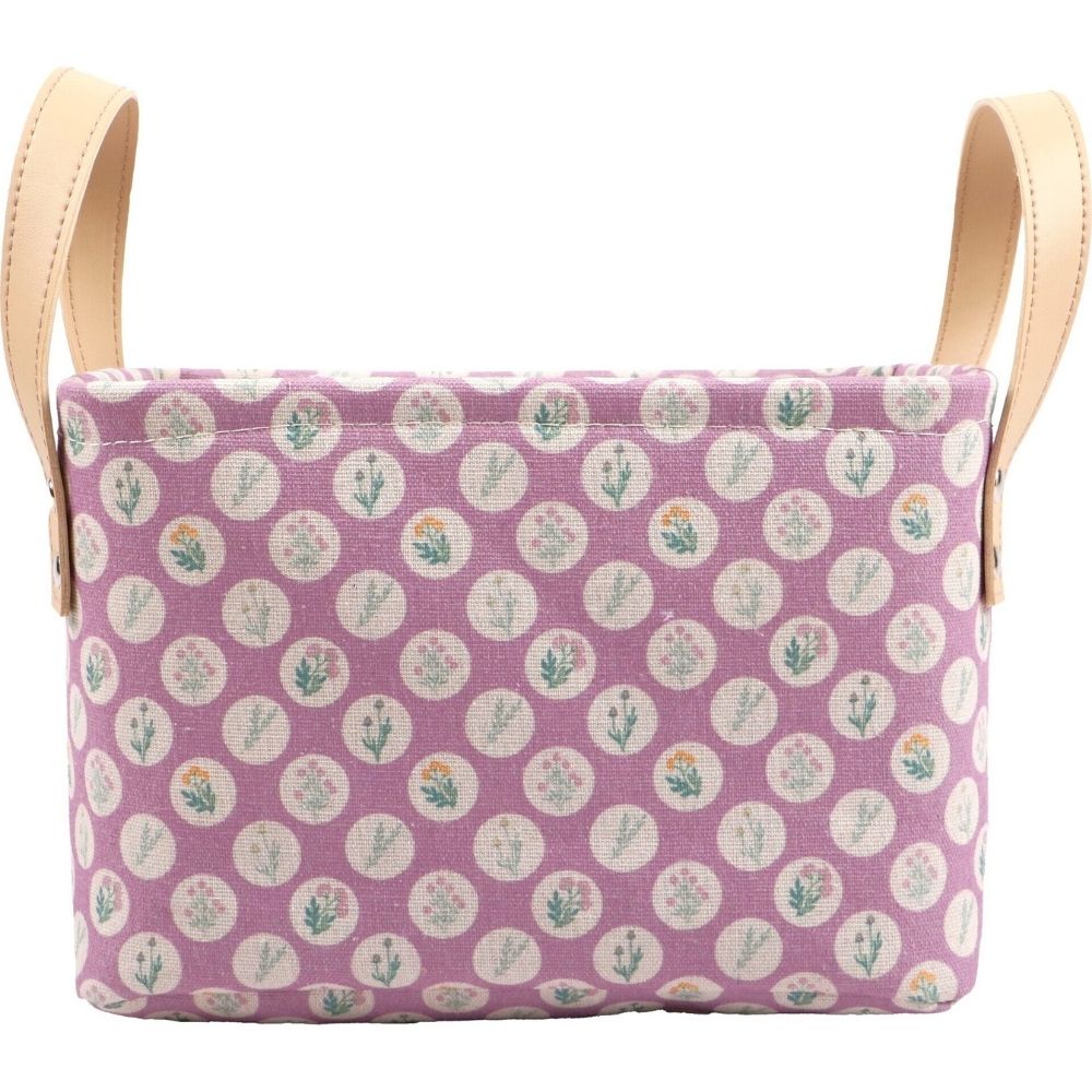 Panier Rectangulaire Tissu Boules Fleurs Kasa 24x16cm