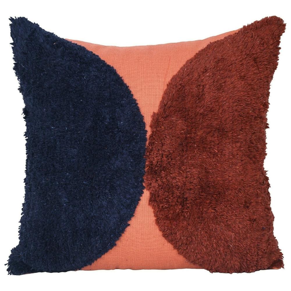 [721833] Coussin Carré Demi-Cercle Rouge/Bleu Kasa 45x45 cm