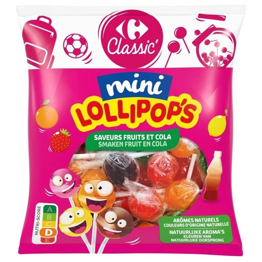 [713199] Bonbons Sucette Fruits et Cola Carrefour Classic 180g