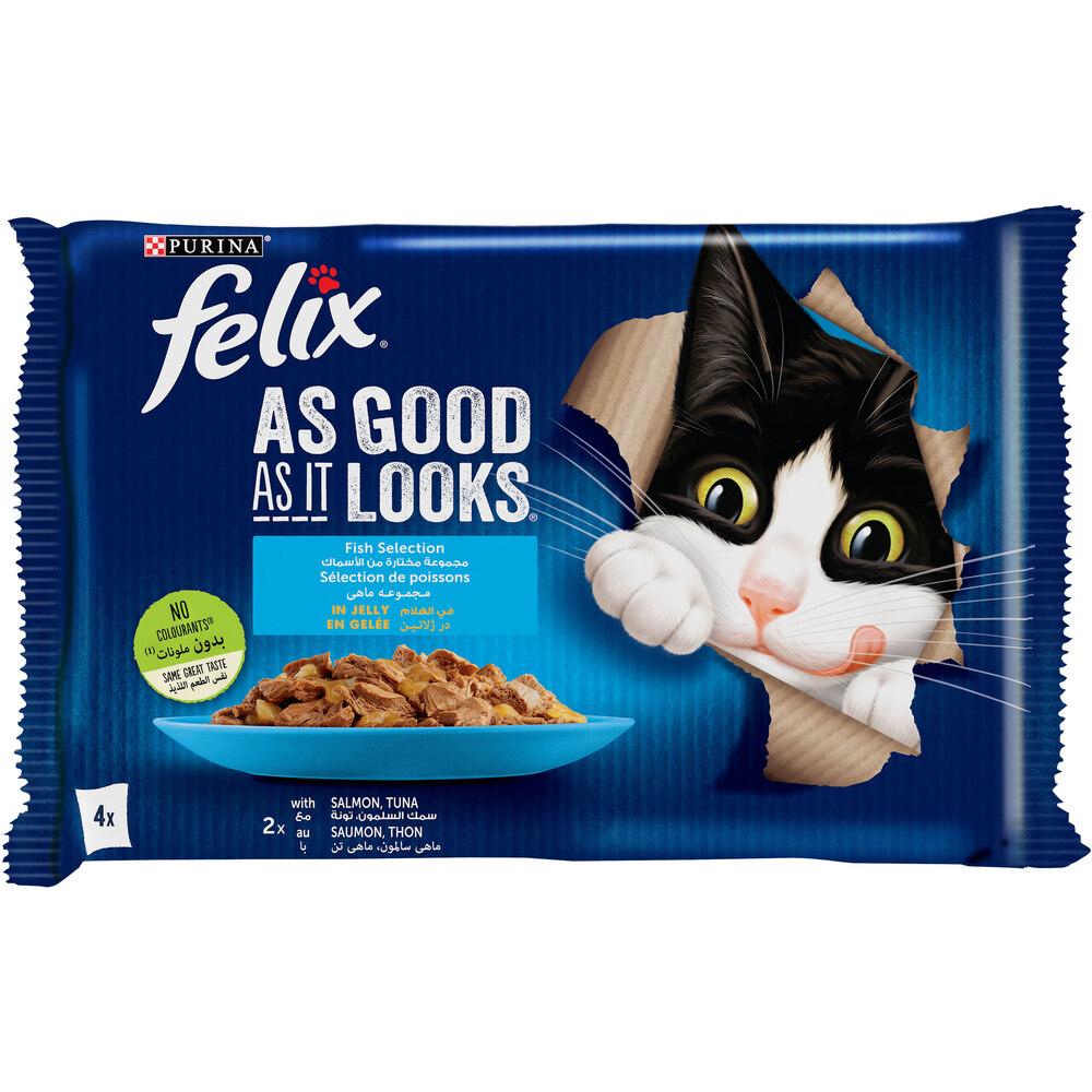 [681051] Pochons Chat Saumon Felix 4 unités de 85g