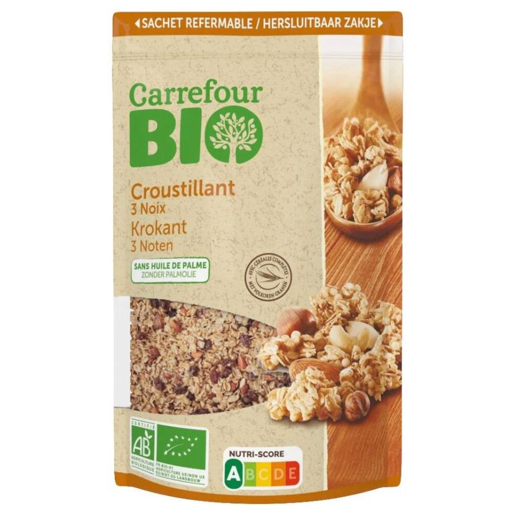 [713221] Muesli Croustillant 3 Noix Carrefour Bio 375g