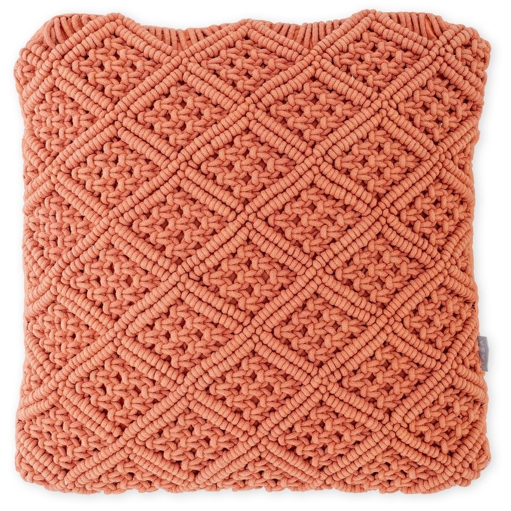 [731324] Coussin Macramé Diamants Orange Kasa 45x45cm