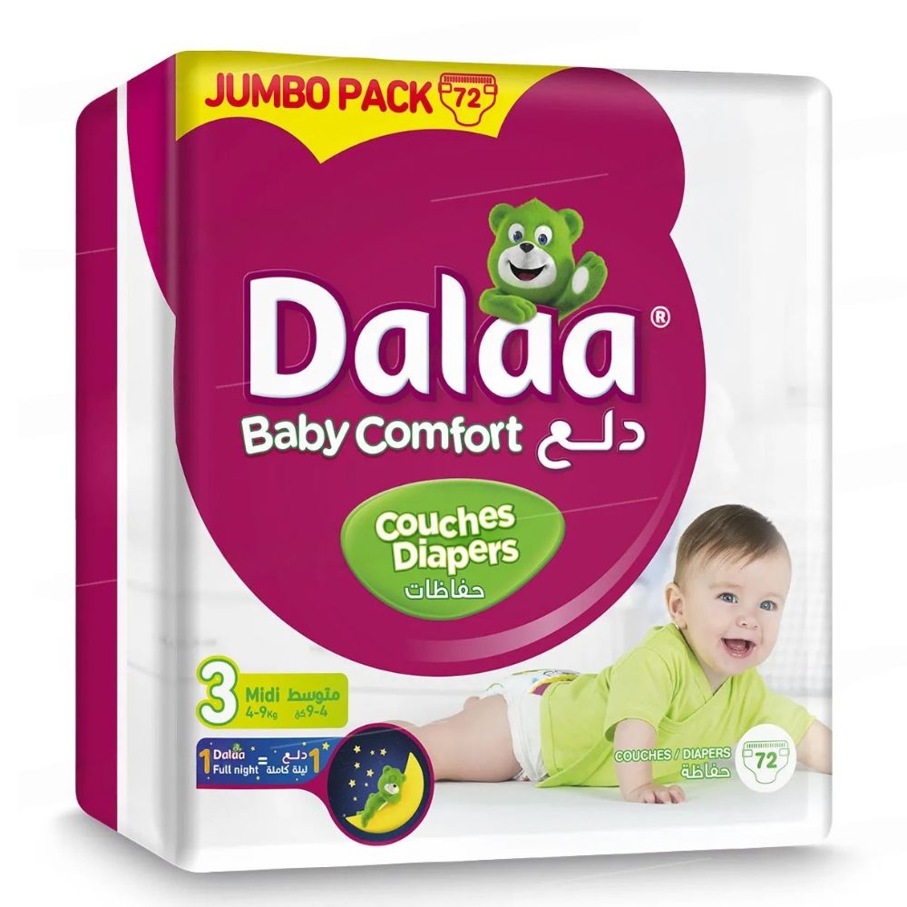 [606097] Couches Taille 3 Midi Dalaa Jumbo Pack 72 unités