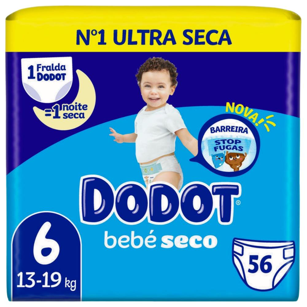 [610260] Couches Bébé Bebé Seco Taille 6 (13-18kg) Dodot 56 unités