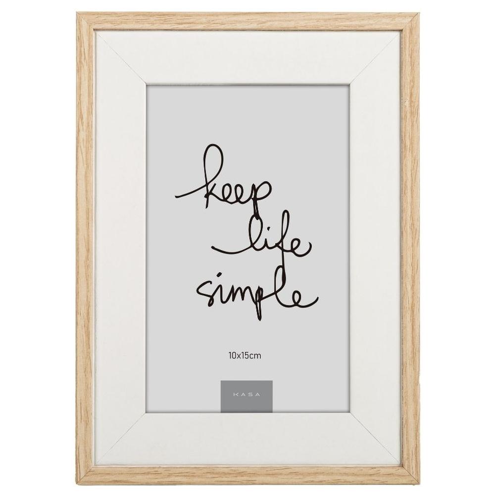 Cadre Rectangulaire avec Bordure en Bois Blanche Kasa 10x15cm