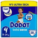 Couches Bebé Seco Taille 4 (9-14kg) Dodot 58 unités